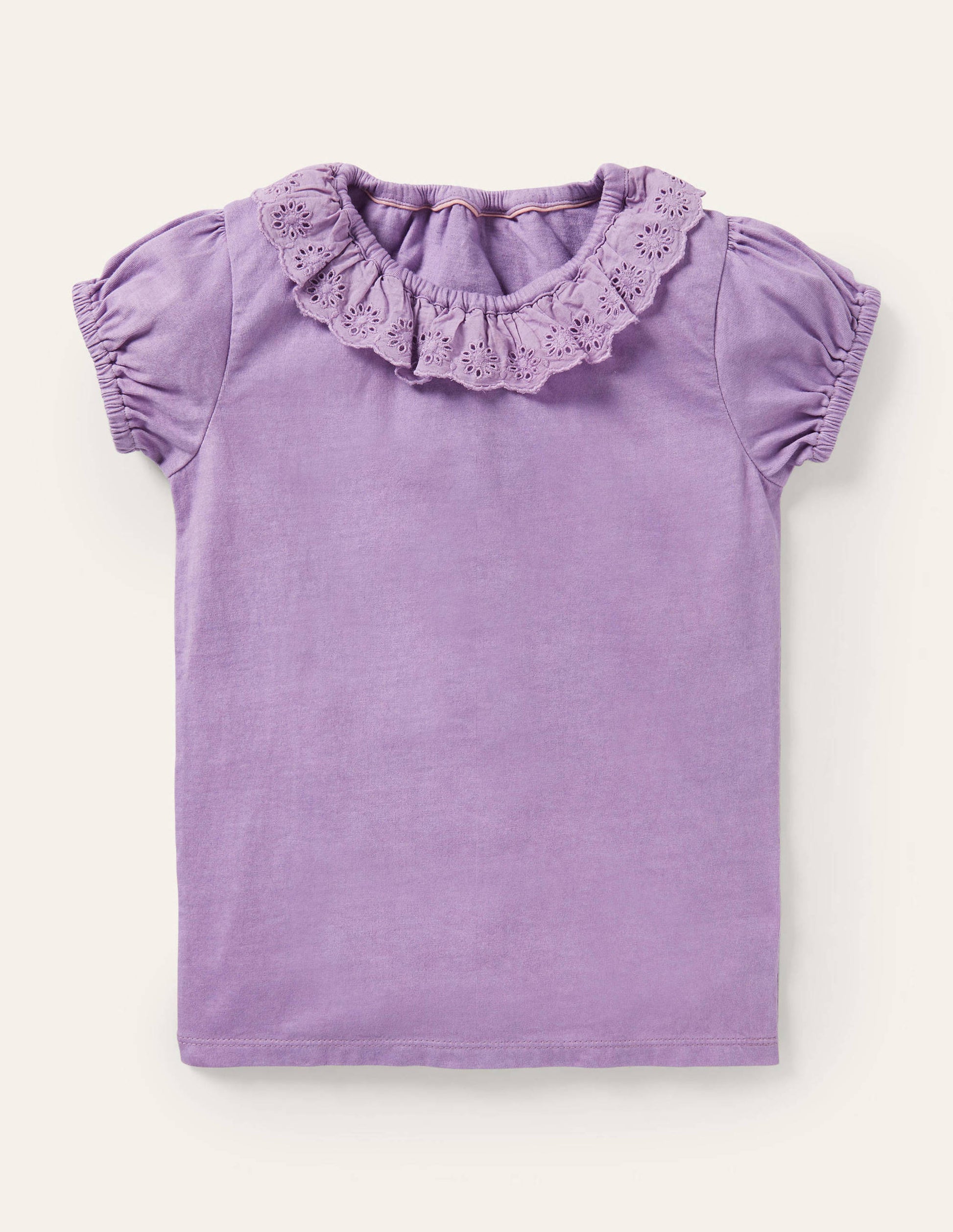 Broderie Collar Jersey Top-Aster Purple-1