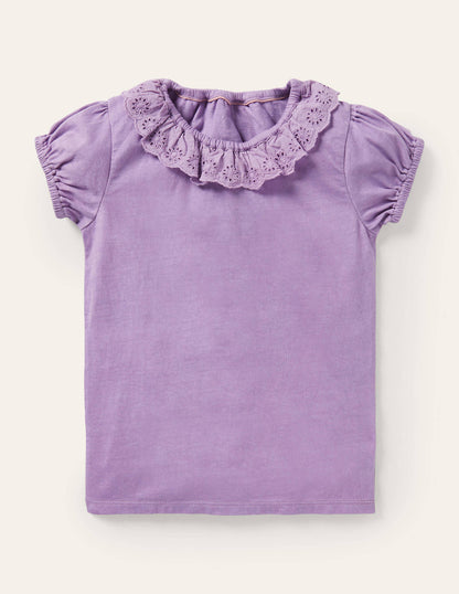 Broderie Collar Jersey Top-Aster Purple-1