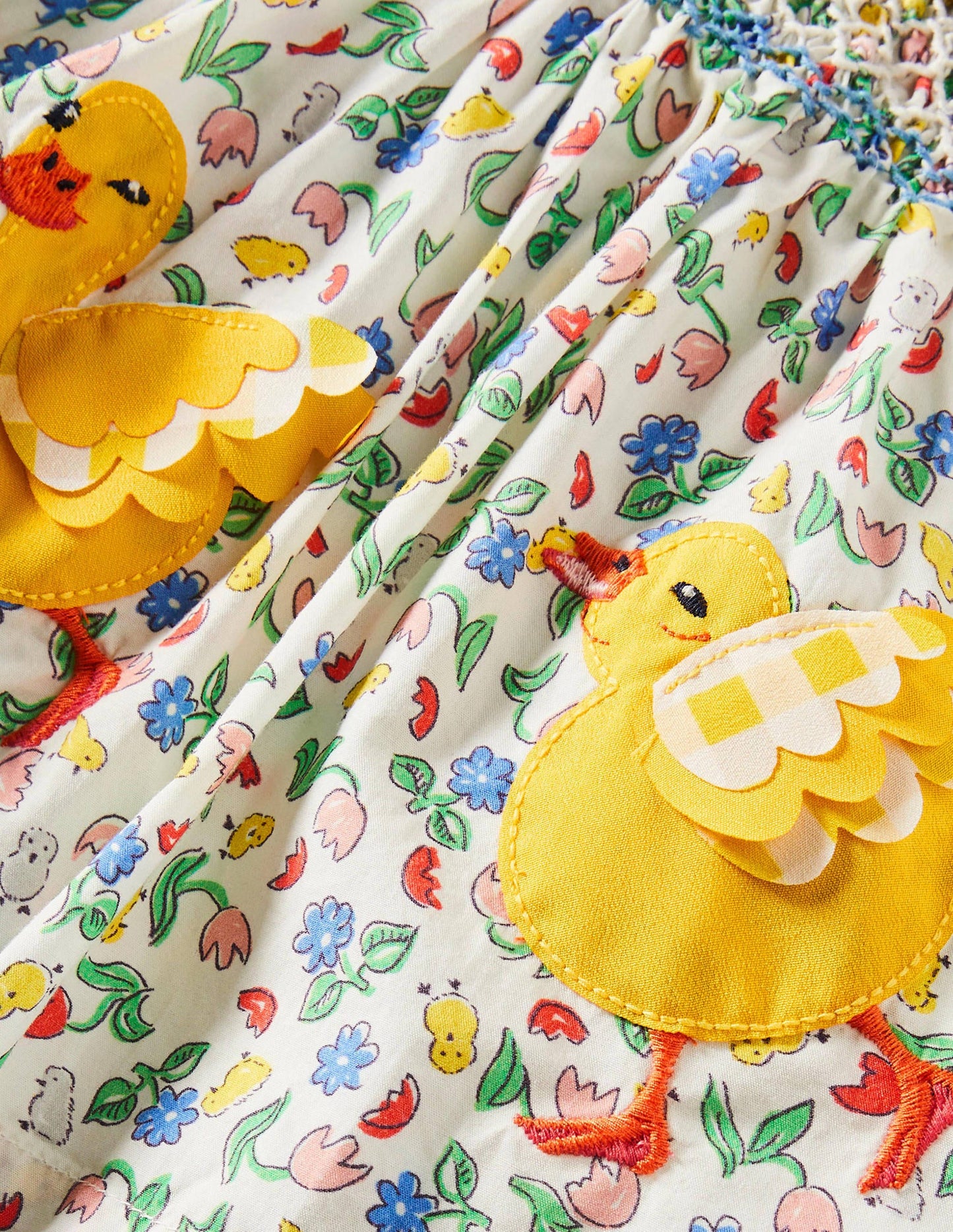 Puff Sleeve Nostalgic Dress-Ivory Baby Chicks