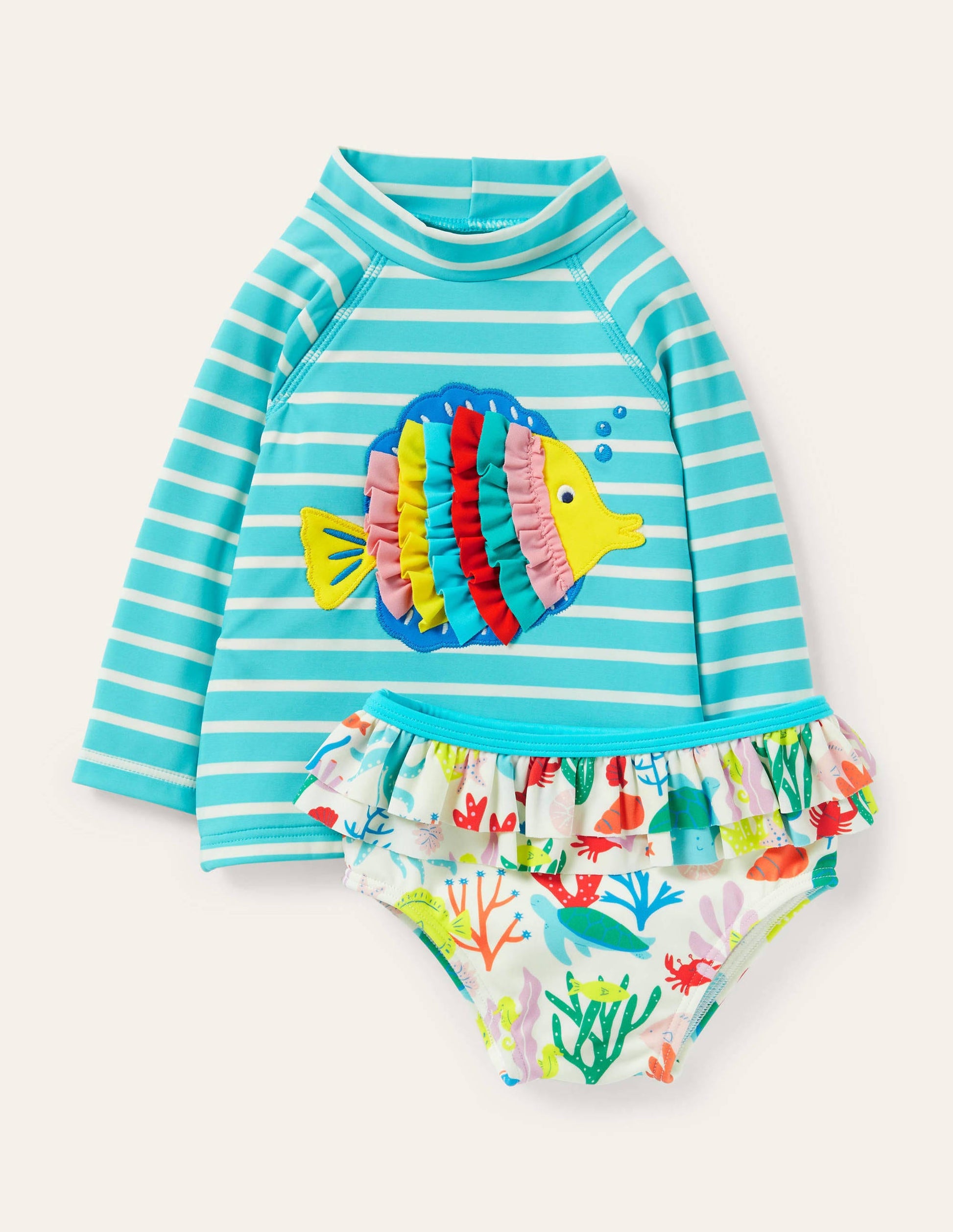 Rash Vest Set-Aqua Blue Fish-1