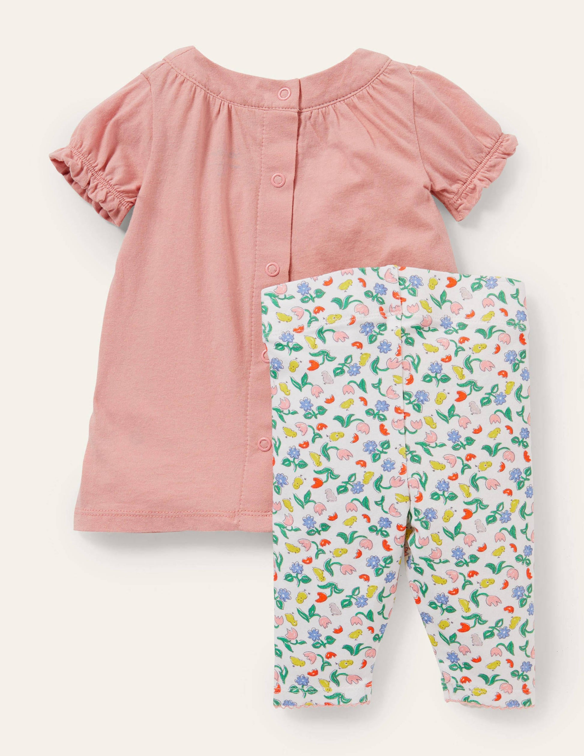 Appliqué Dress and Legging Set-Ivory Baby Chicks-2
