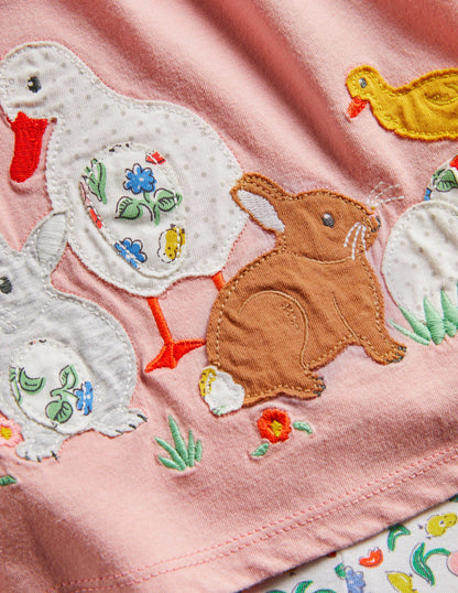 Appliqué Dress and Legging Set-Ivory Baby Chicks-3