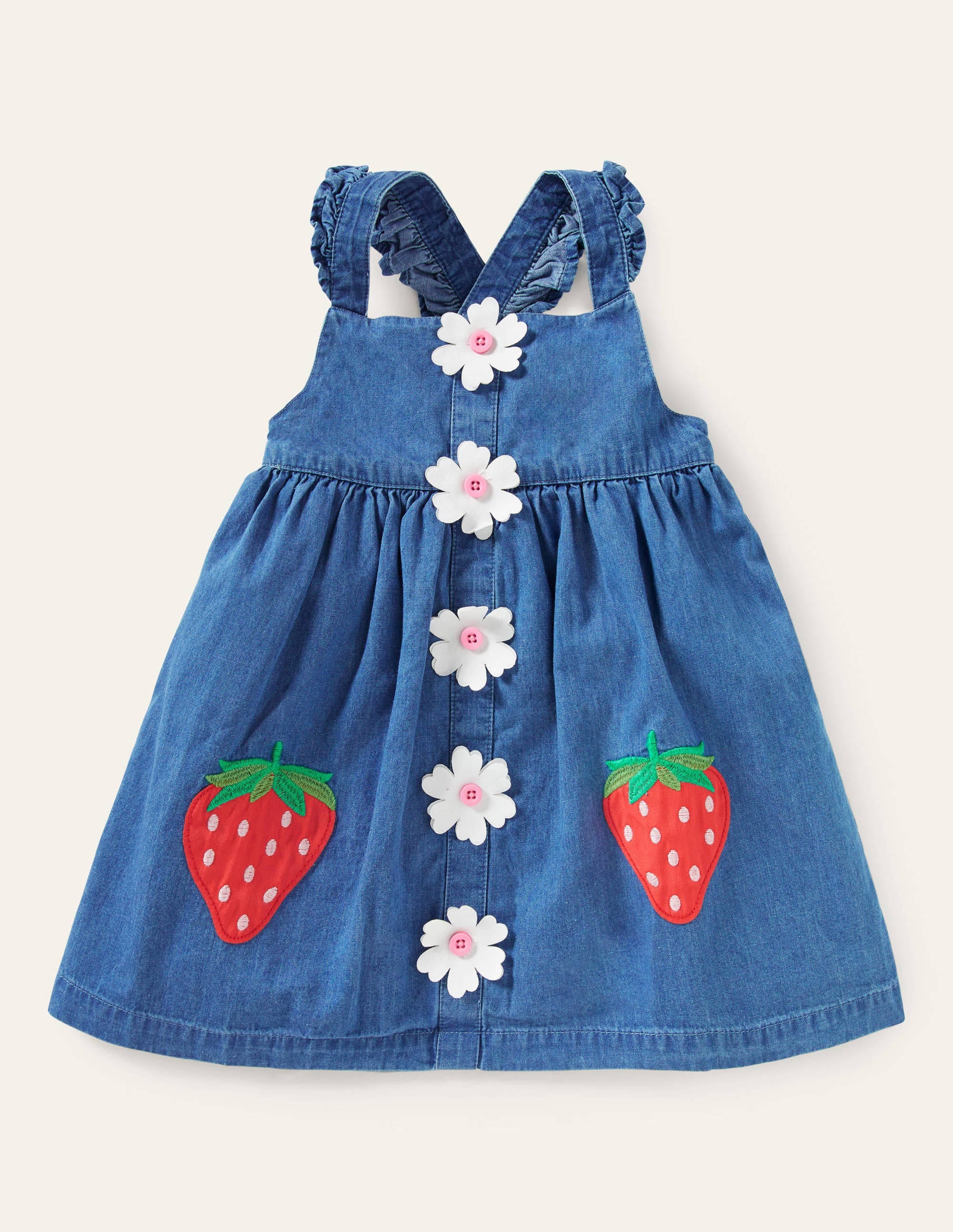 Button-up Woven Dress-Bright Bluebell Daisy - Image 1