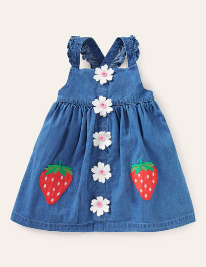 Button-up Woven Dress-Bright Bluebell Daisy-1