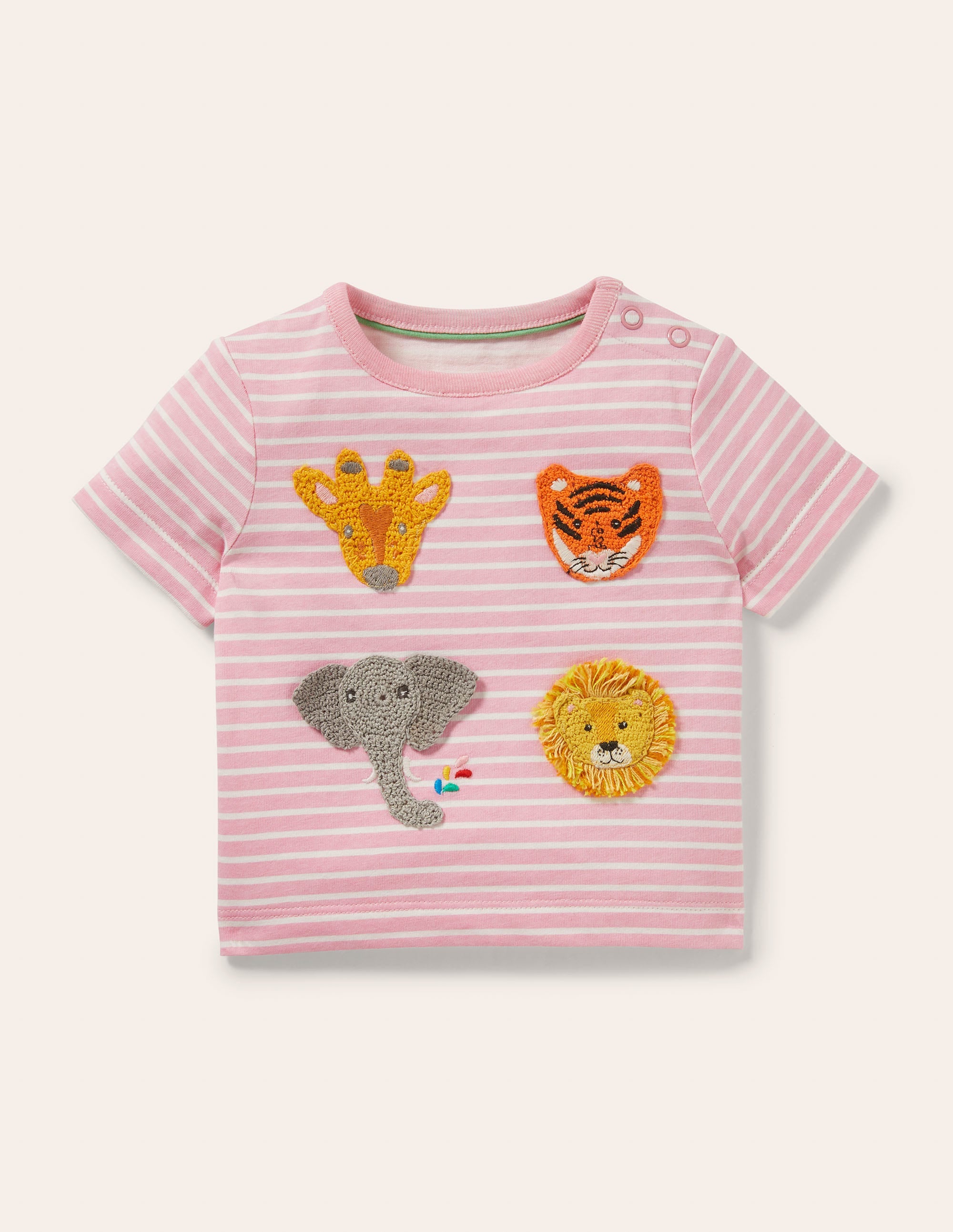 Crochet T-shirt-Pink Lemonade/Ivory Jungle - Image 1