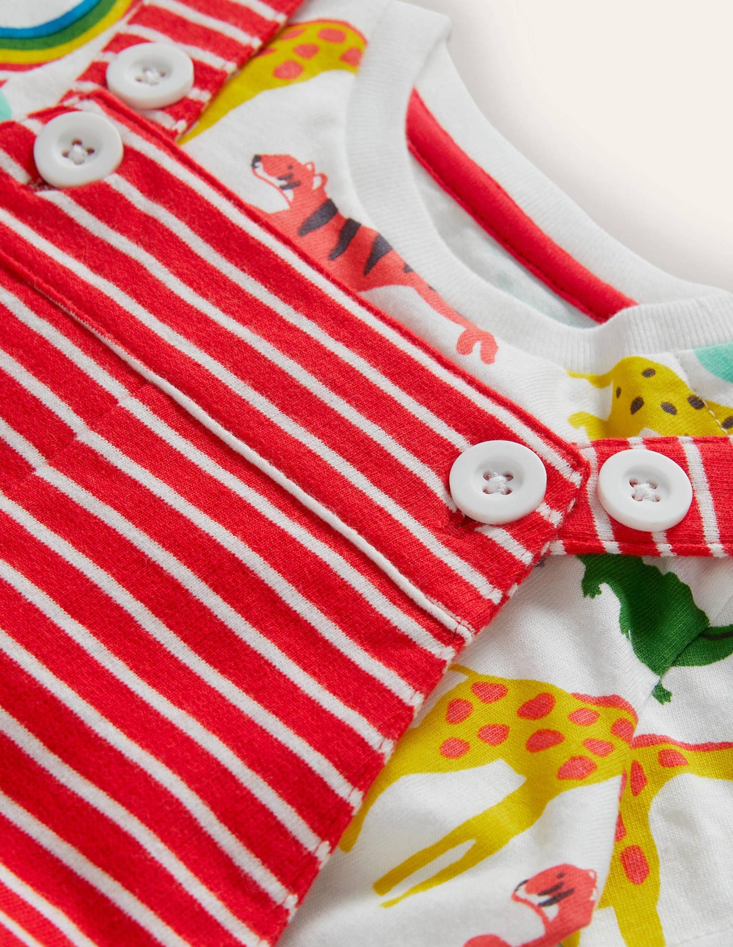 Short Jersey Dungaree Set-Strawberry Tart/Ivory
