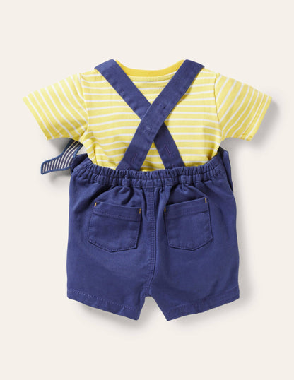Woven Dungaree Set-Starboard Whale