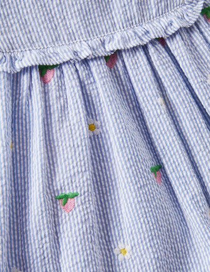Embroidered Woven Pinnie-Multi Blue Floral-3