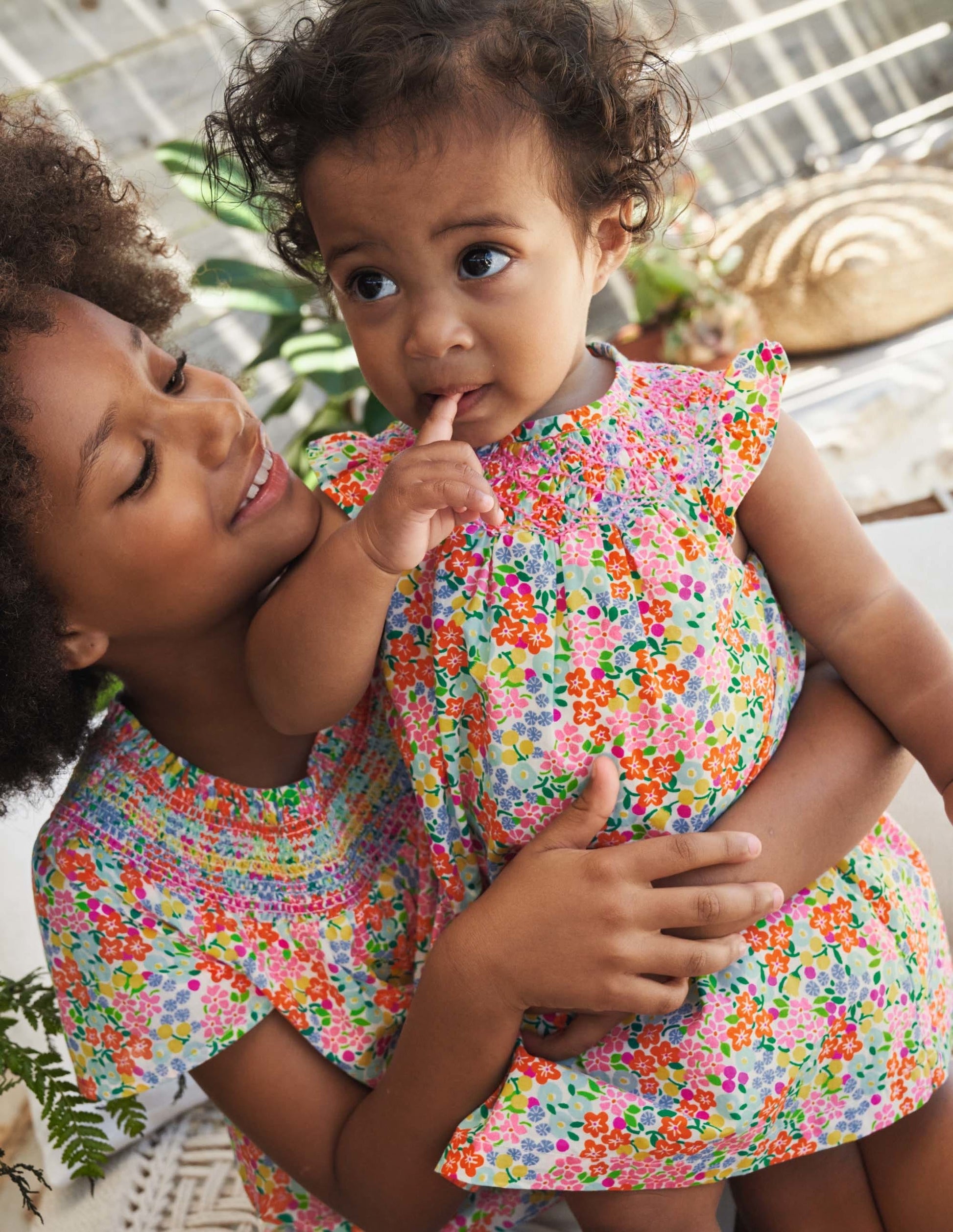 Smocked Woven Dress-Ivory Tropical Floral-4