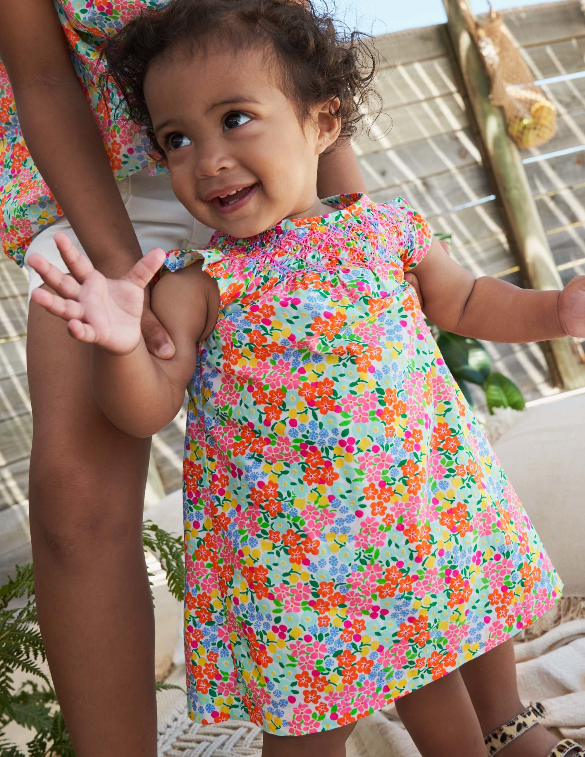 Smocked Woven Dress-Ivory Tropical Floral - Image 5
