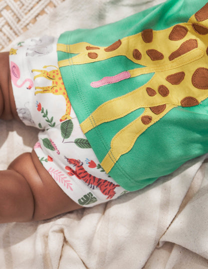Appliqué Shorts Playset-Green Giraffe-3