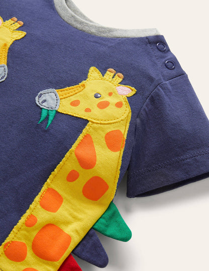 Appliqué T-shirt & Shorts Set-Starboard/Ivory Giraffe-5