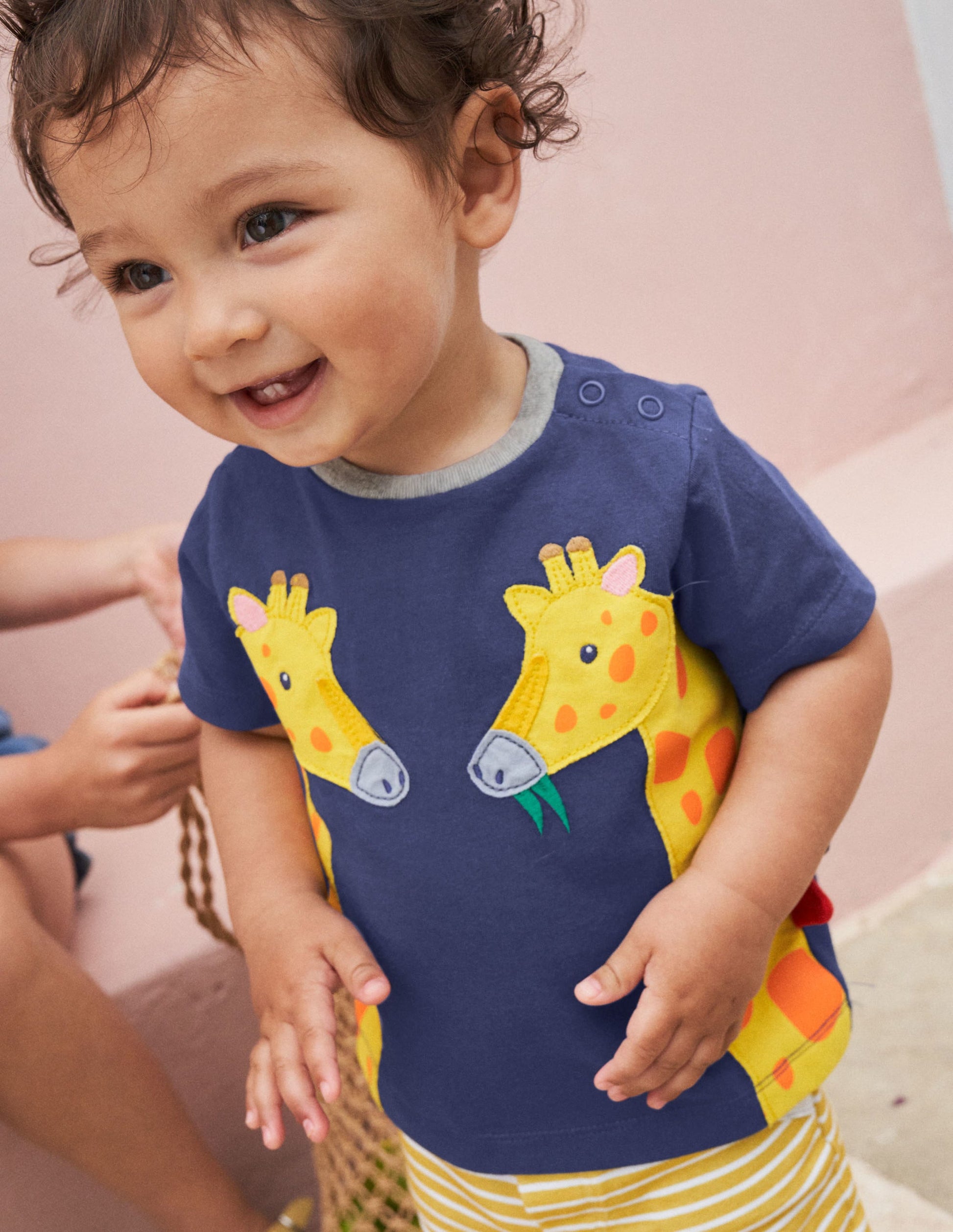 Appliqué T-shirt & Shorts Set-Starboard/Ivory Giraffe-1