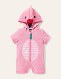 Novelty Towelling Romper-Pink Lemonade Flamingo