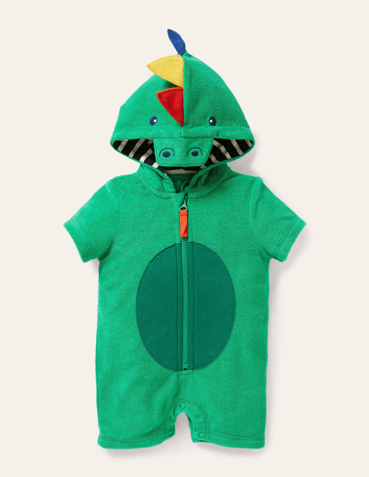 Crocodile Towelling Romper-Green Pepper