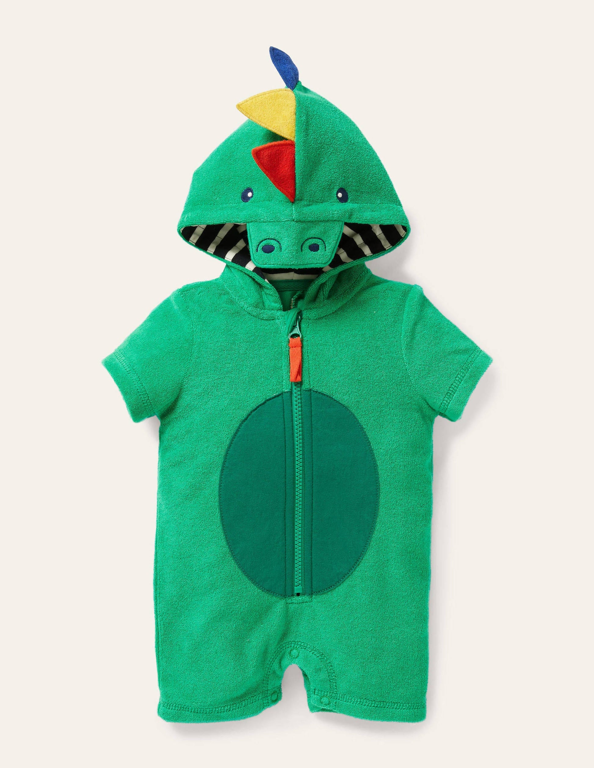Crocodile Towelling Romper-Green Pepper-1