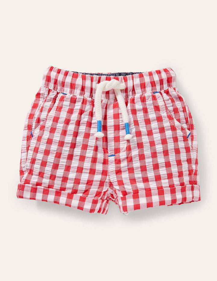 Check Woven Shorts-Strawberry Tart Gingham