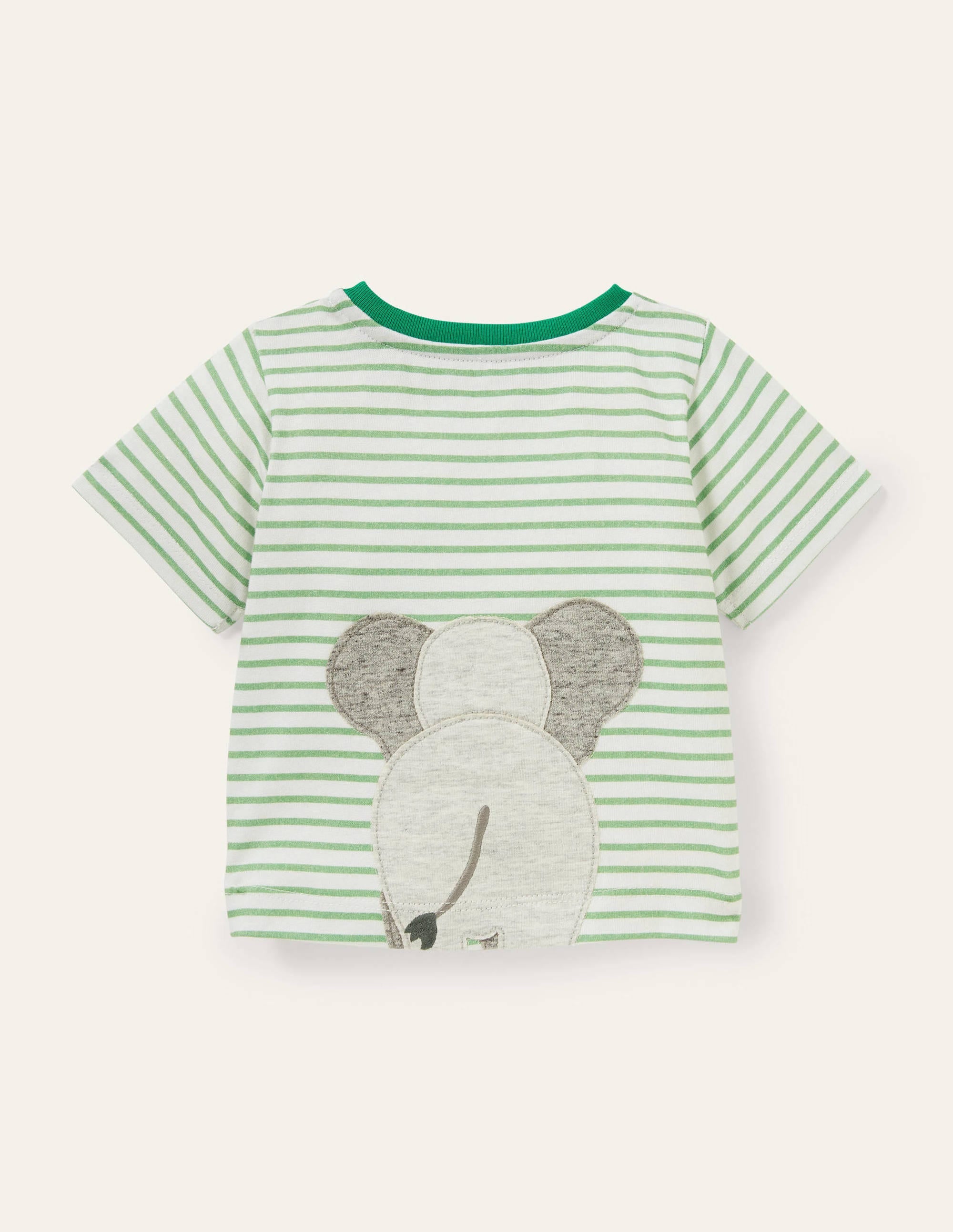 Textured Applique T-Shirt-Ivory/Greenfinch Elephant - Image 2