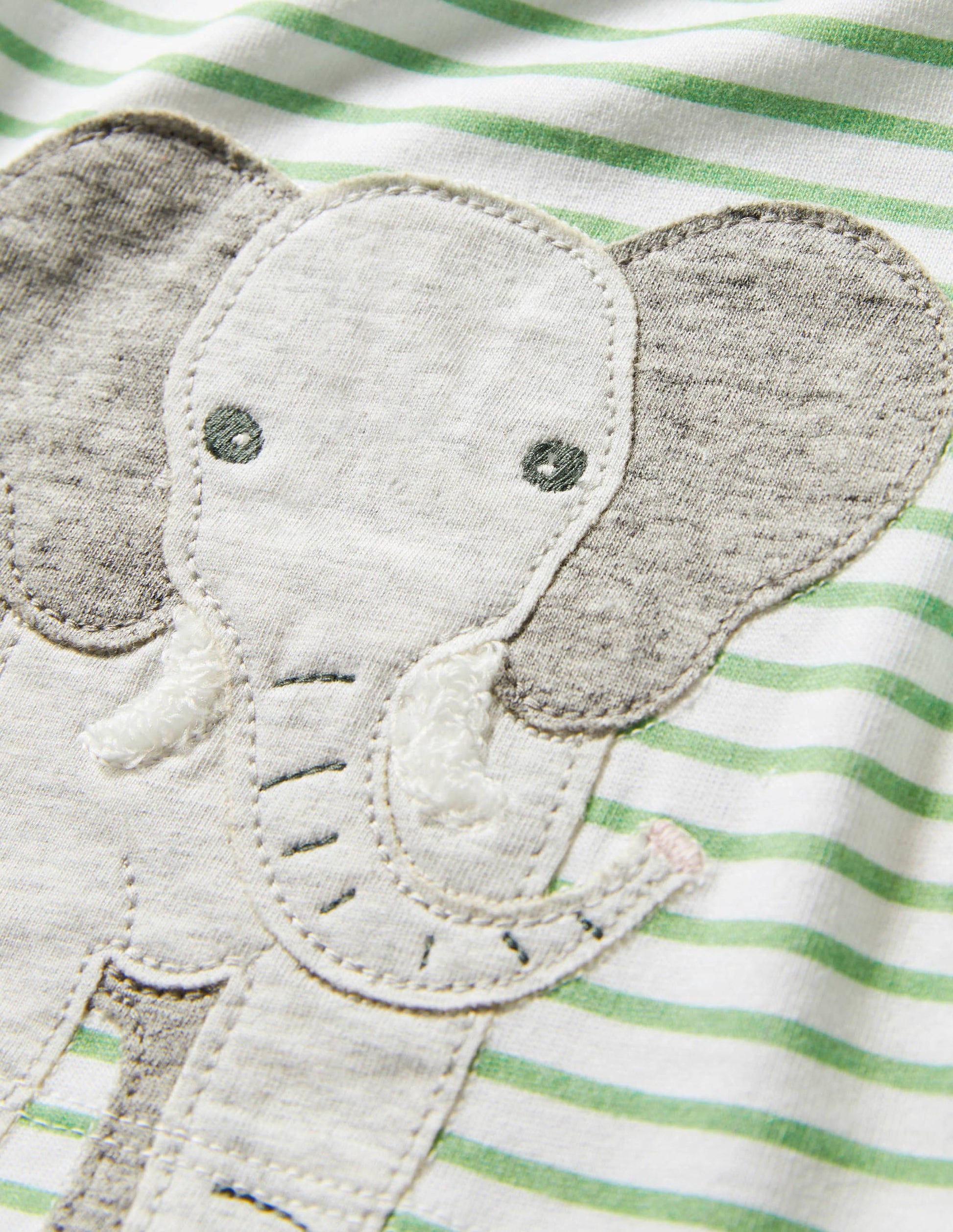 Textured Applique T-Shirt-Ivory/Greenfinch Elephant-3