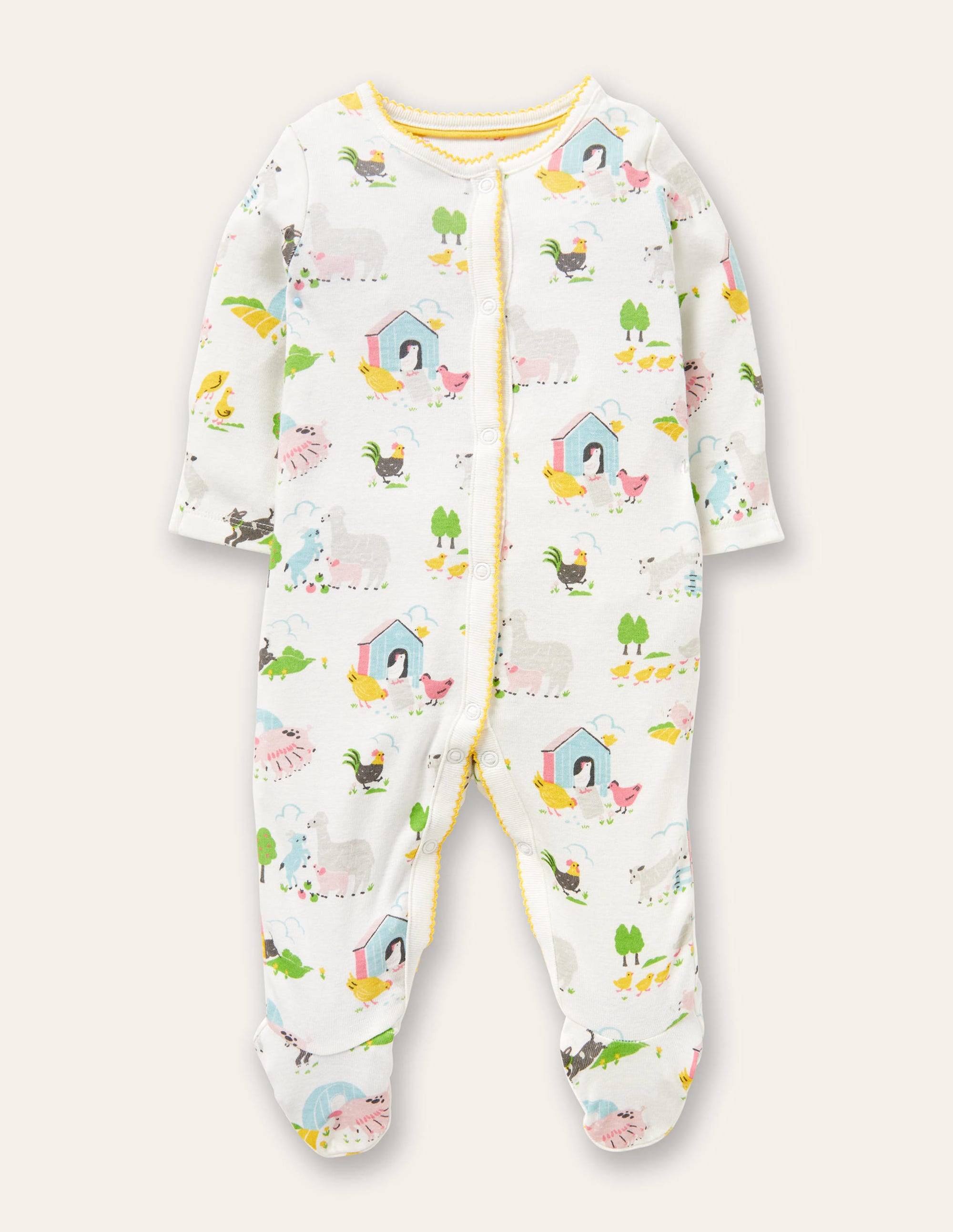 GOTS Organic Sleepsuit-Multi Farmyard Friends - Image 1