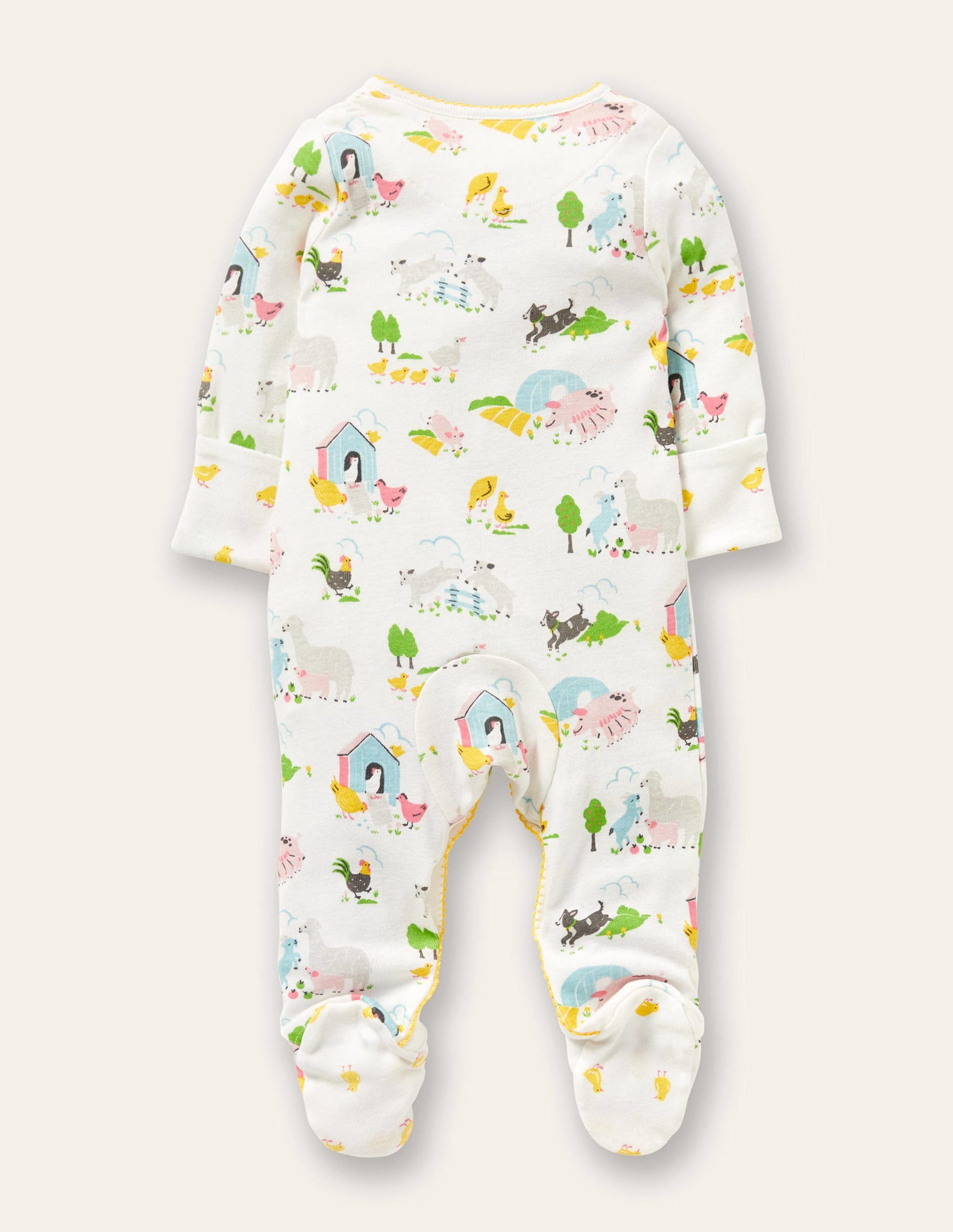 GOTS Organic Sleepsuit-Multi Farmyard Friends-2