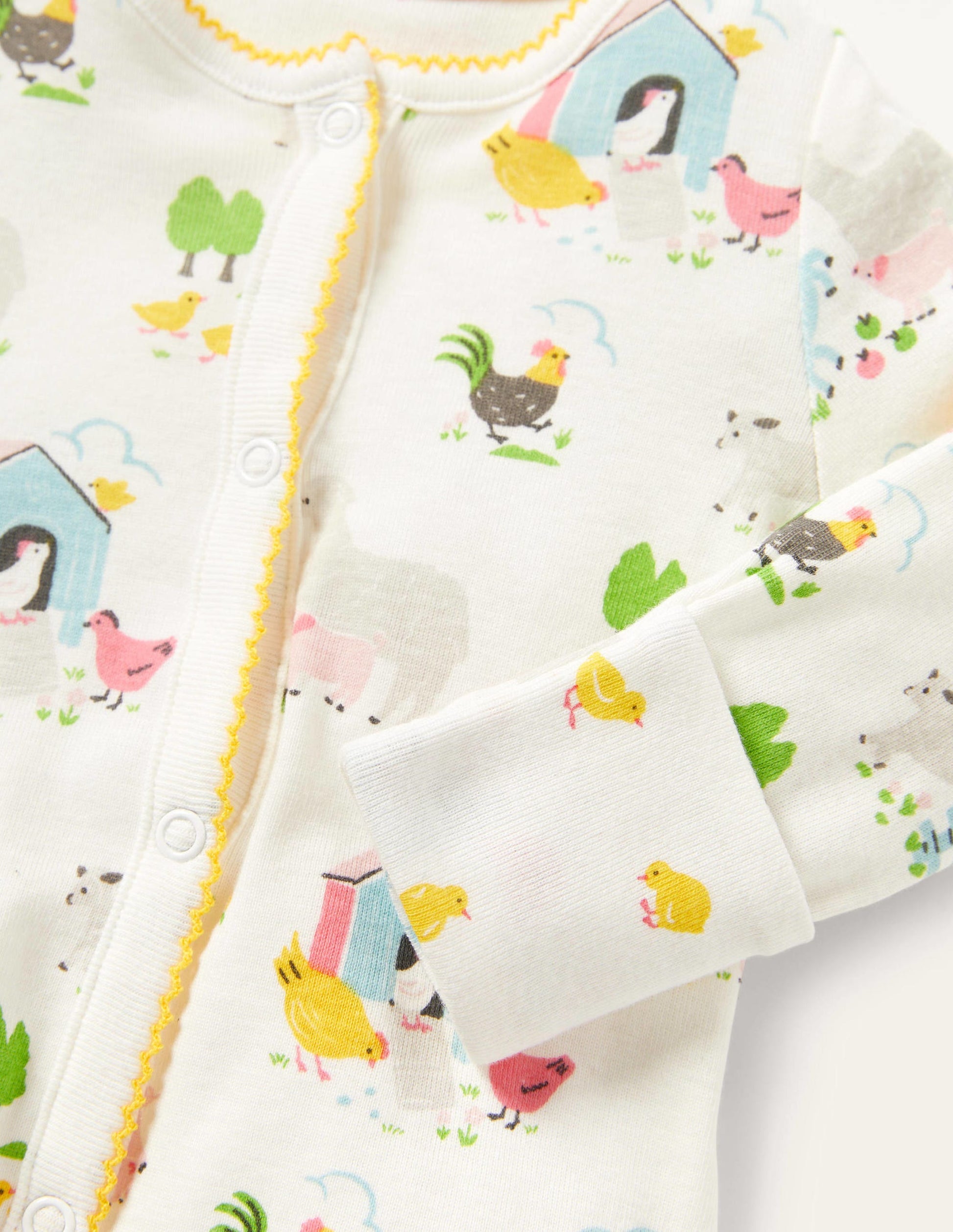 GOTS Organic Sleepsuit-Multi Farmyard Friends-3