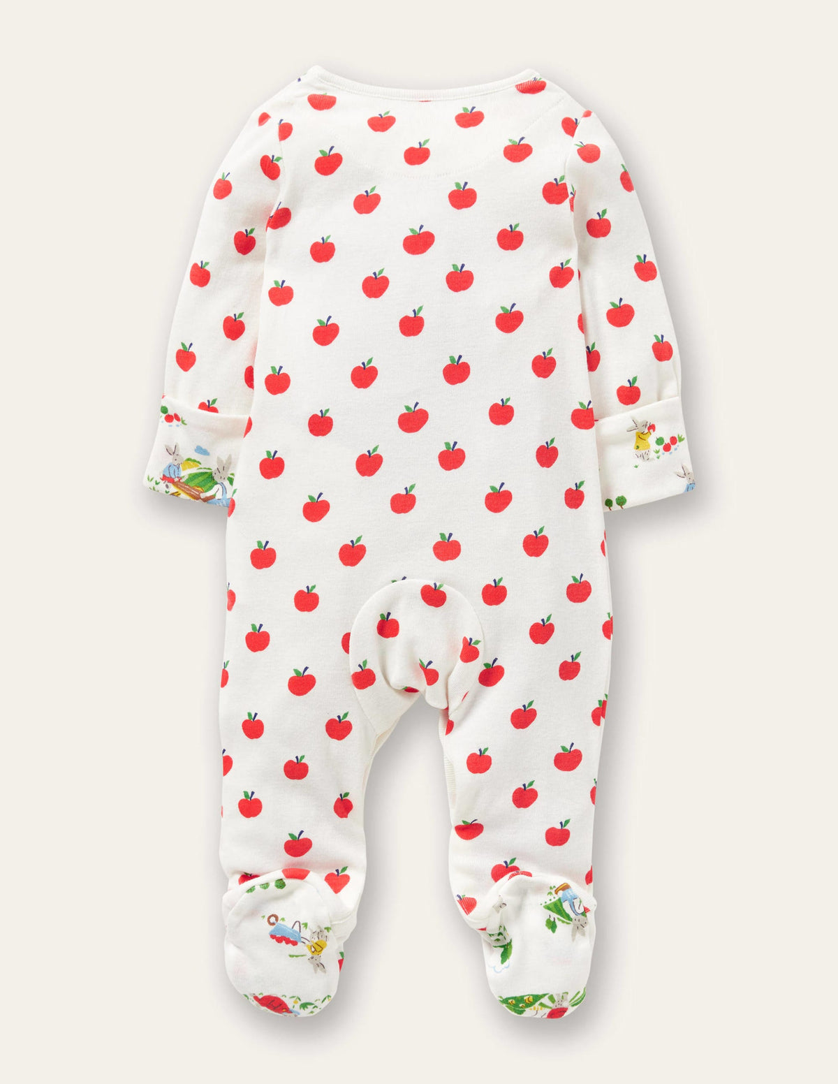 GOTS Organic Sleepsuit-Ivory Apples - Image 2