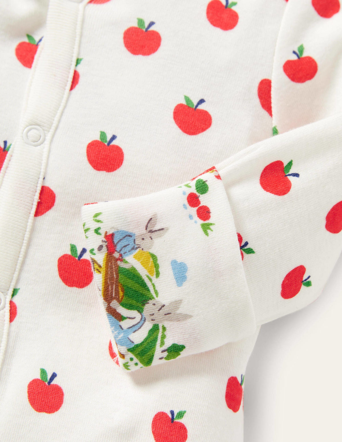 GOTS Organic Sleepsuit-Ivory Apples-3