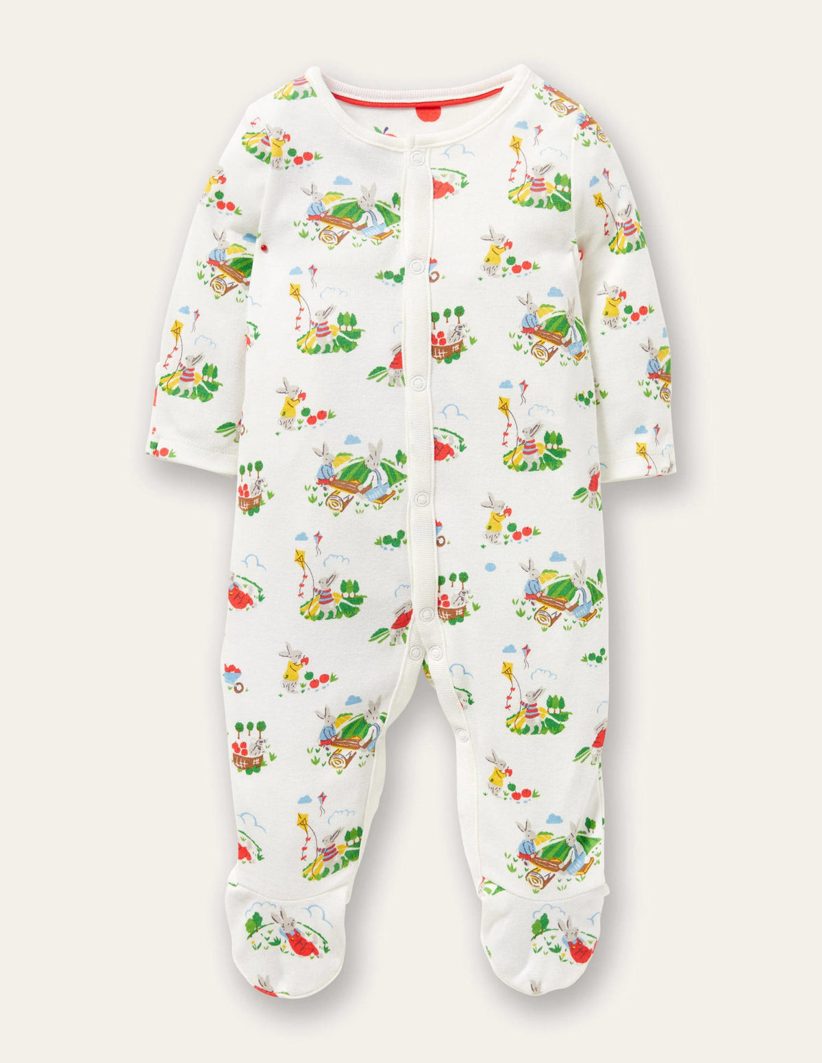 GOTS Organic Sleepsuit-Ivory Daydreaming Bunny-1