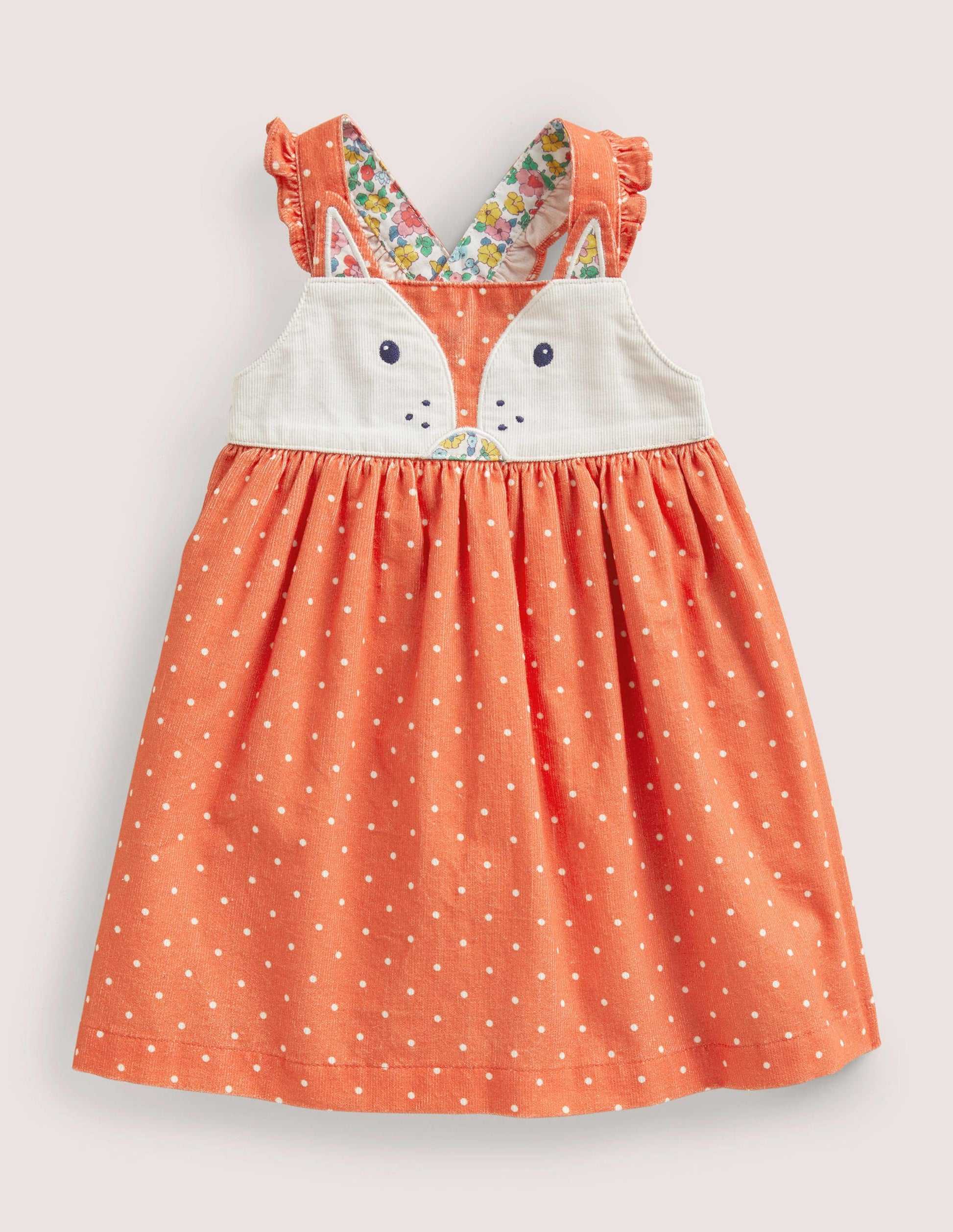 Cord Pinnie Dress-Tigerlily Orange Pin Spot Fox-1