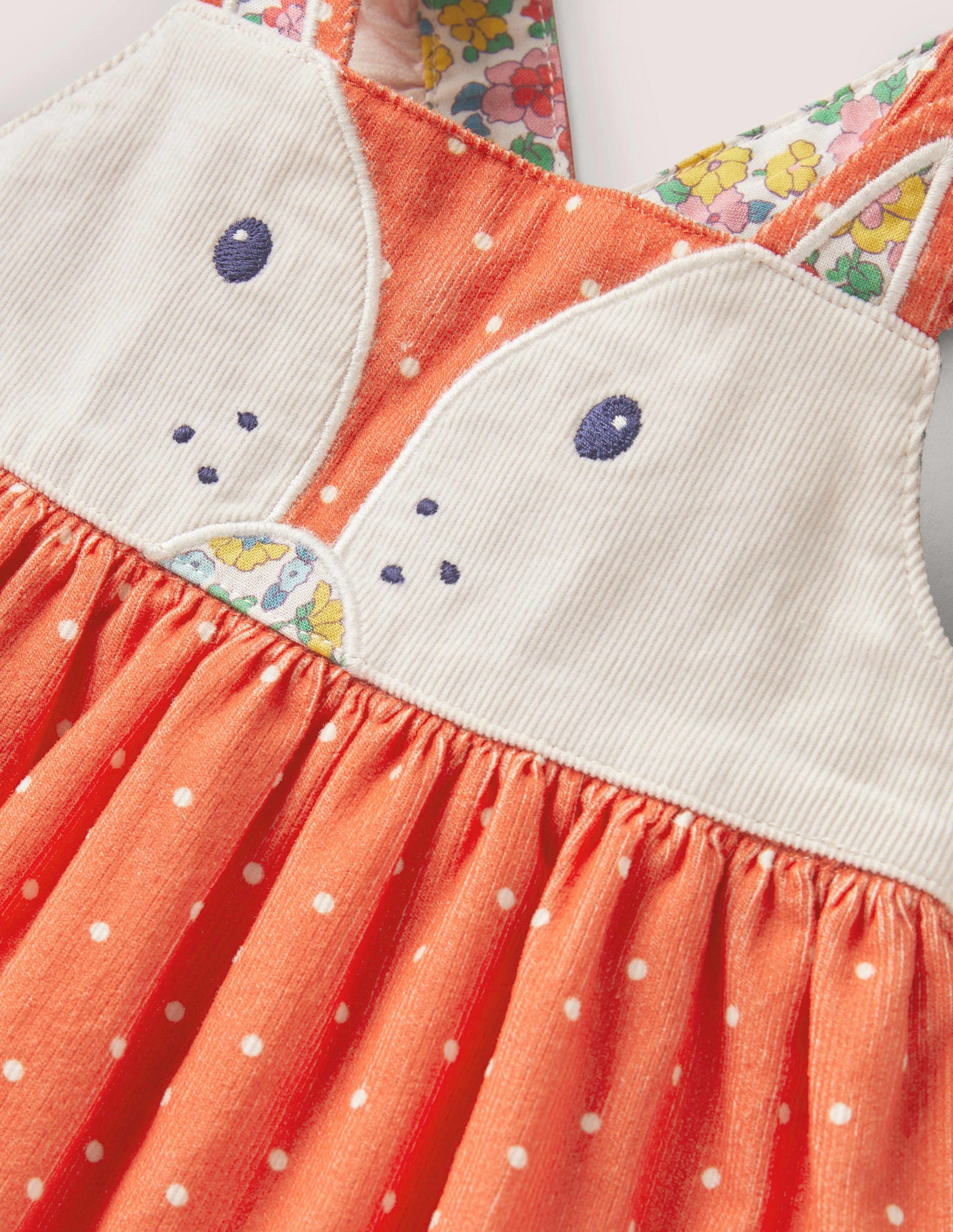 Cord Pinnie Dress-Tigerlily Orange Pin Spot Fox-3