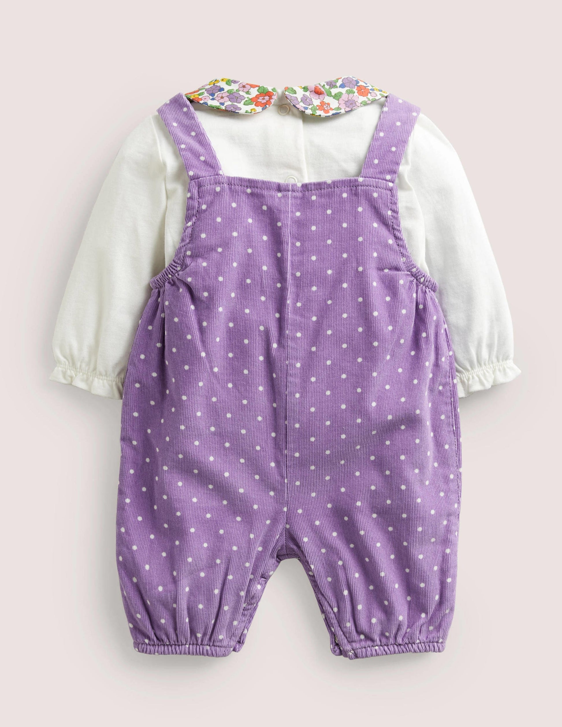 Cord Dungaree Set-Aster Purple Pin Spot Bunny-2