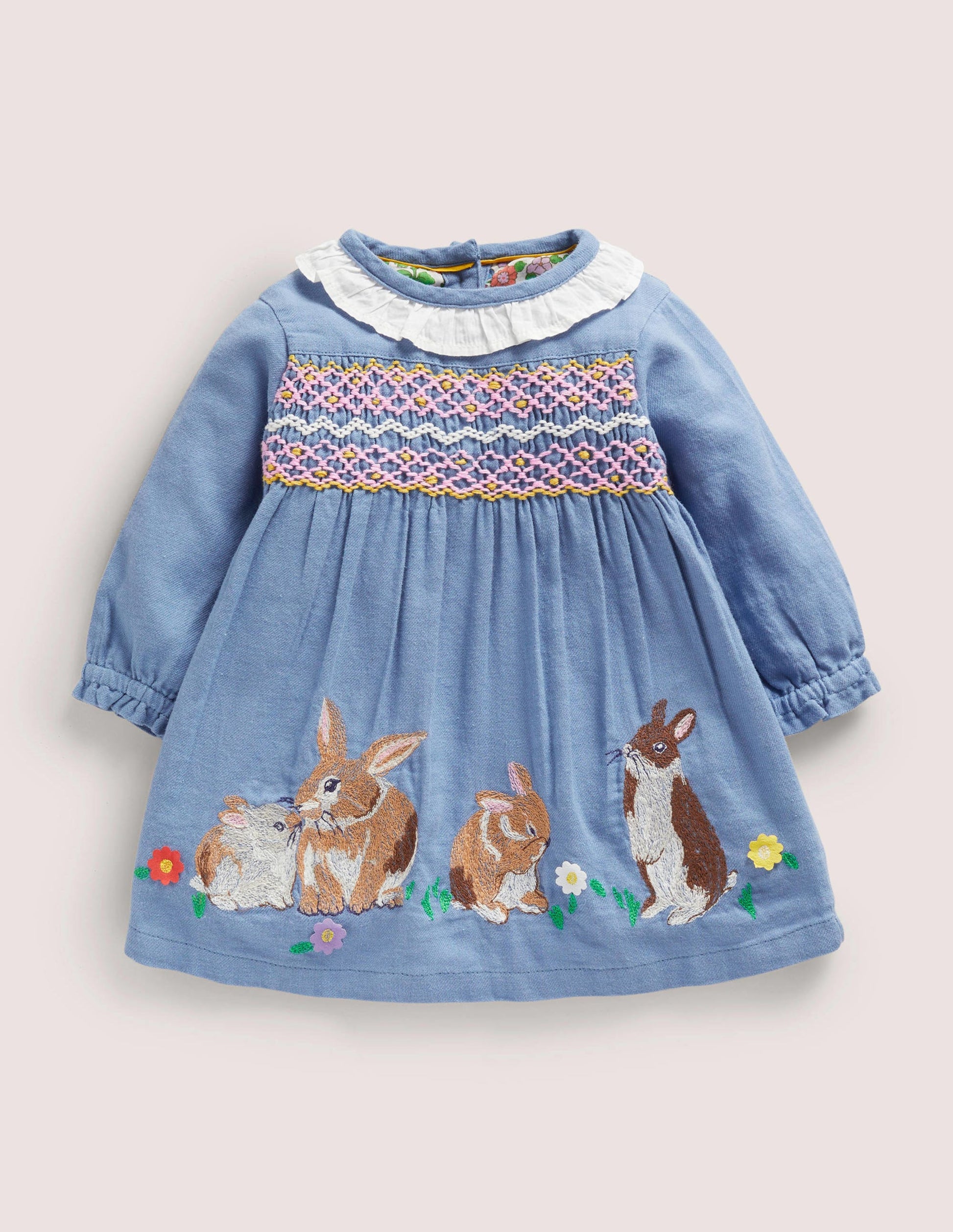 Nostalgic Woven Dress-Riviera Blue Bunnies-1