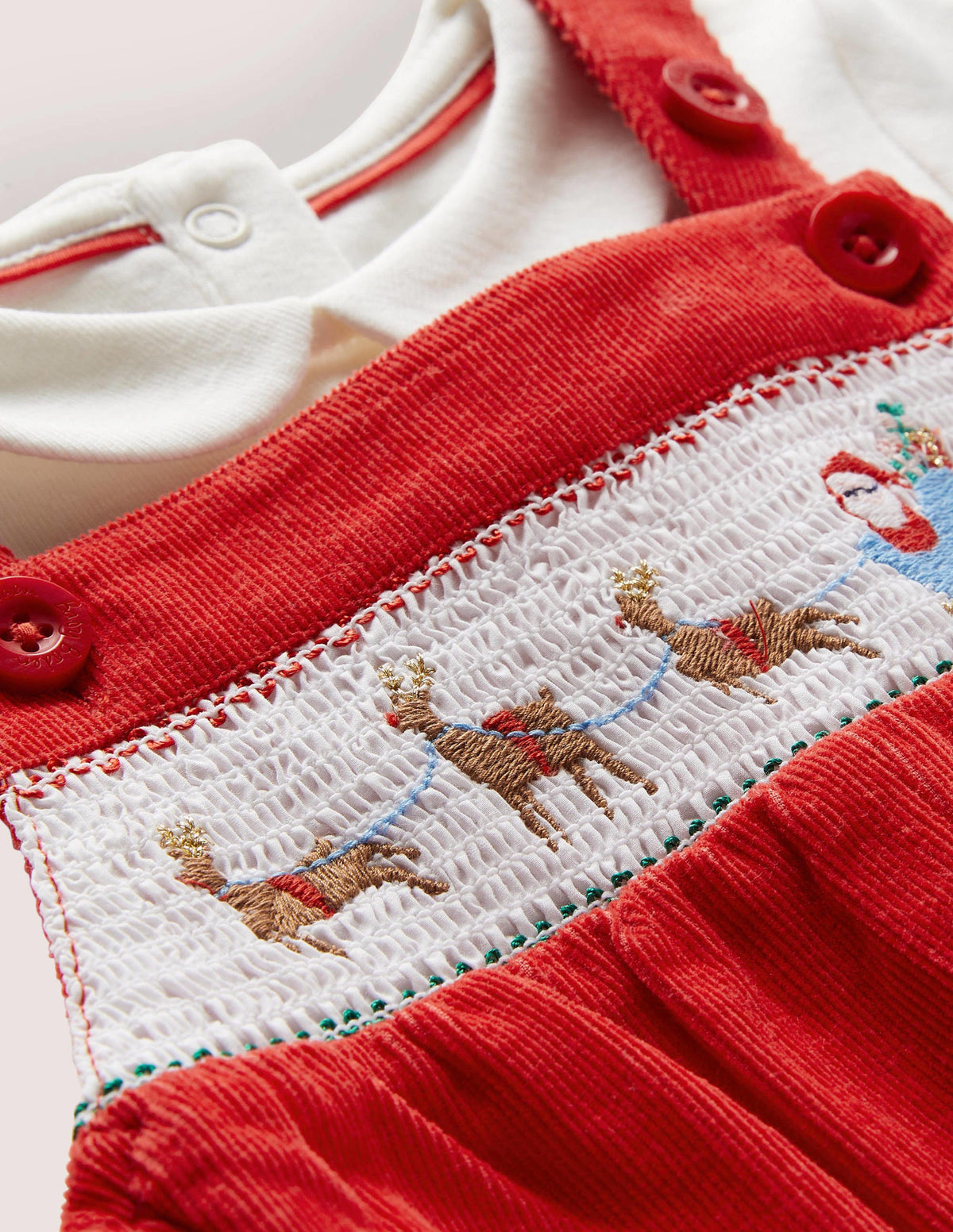 Smocked Dungaree Set-Rockabilly Red - Image 3