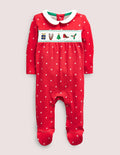 Newborn Christmas Sleepsuit-Rockabilly Red Stars