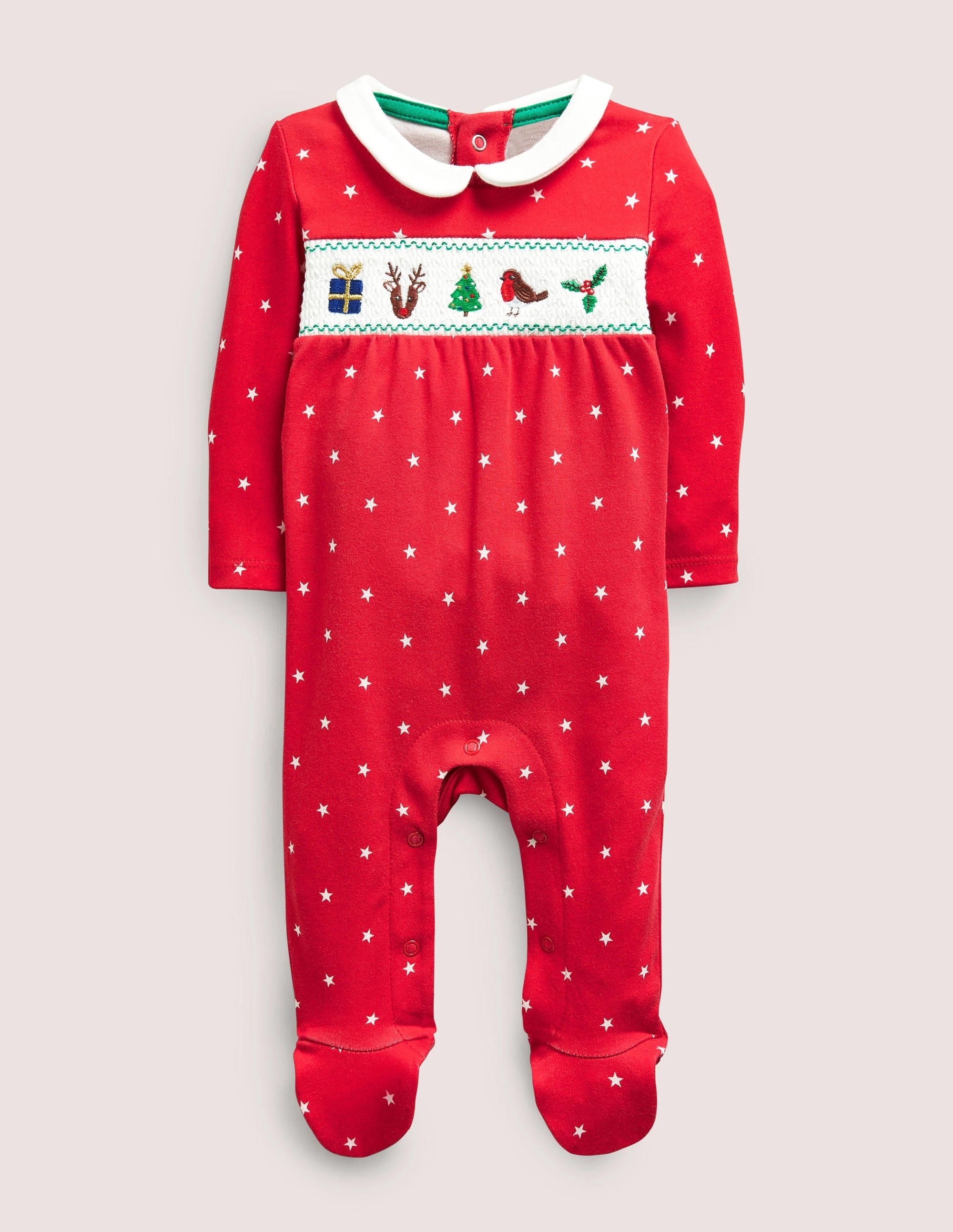 Newborn Christmas Sleepsuit-Rockabilly Red Stars - Image 1