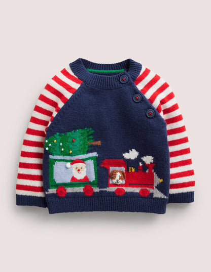 Cosy Fun Jumper-College Navy Train-1