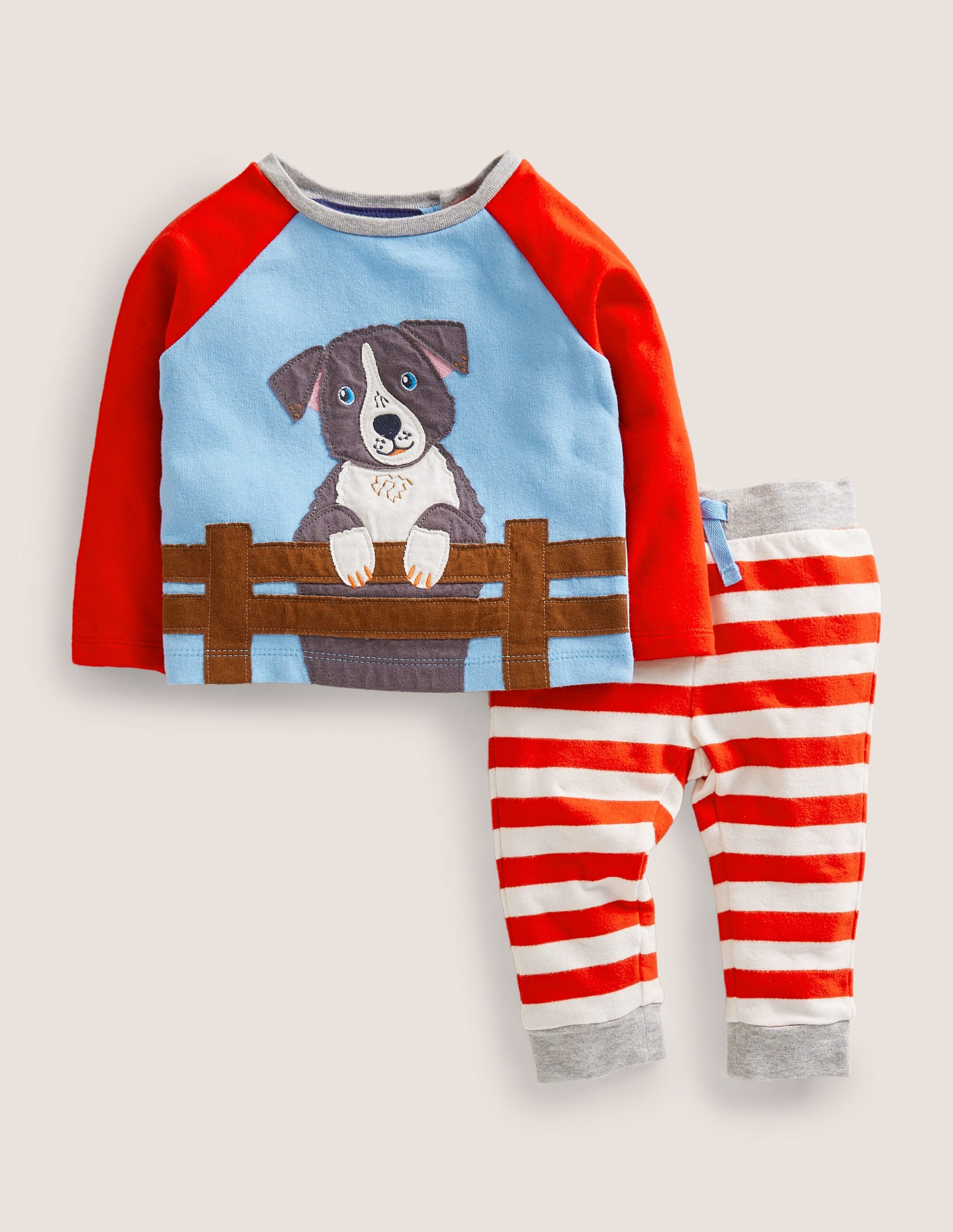 Appliqué Jersey Play Set-Ivory/Fire Red Dog-1