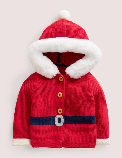 Red Santa Knitted Hooded Jacket-Rockabilly Red Santa-1
