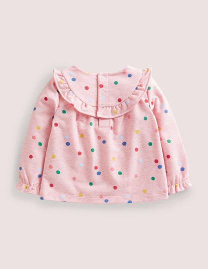 Cosy Ruffle Top-Pink Marl Painted Spot-2