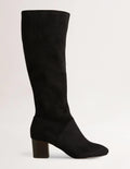 Round Toe Stretch Boots-Black