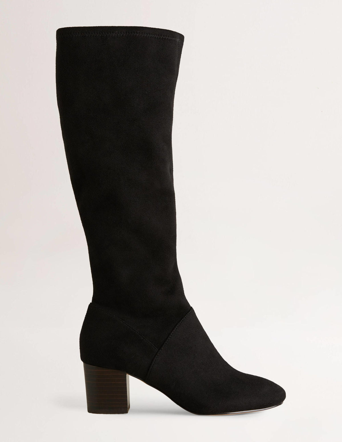 Round Toe Stretch Boots-Black-1