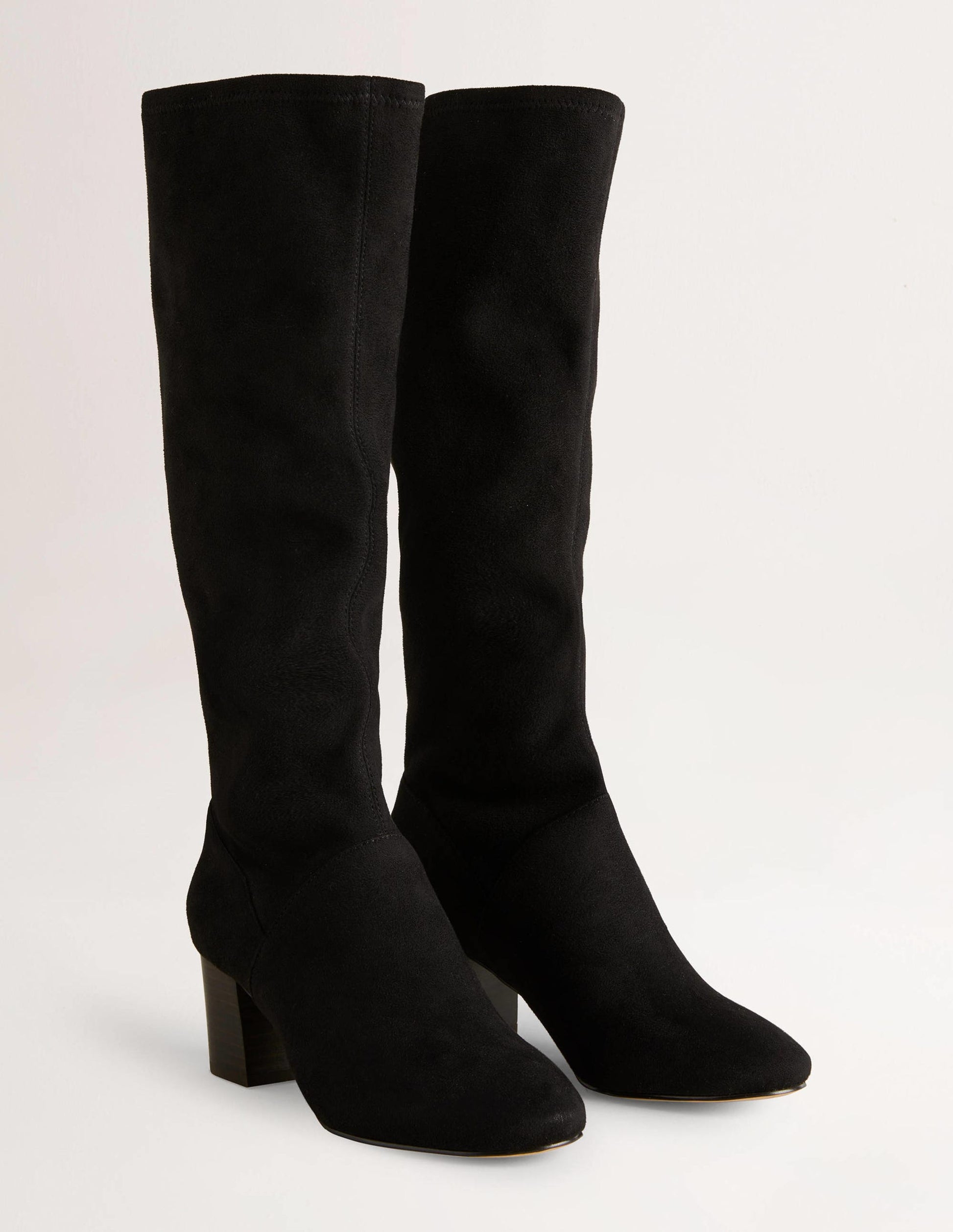 Round Toe Stretch Boots-Black-2