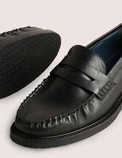 Classic Moccasin Loafers-Black Leather-4