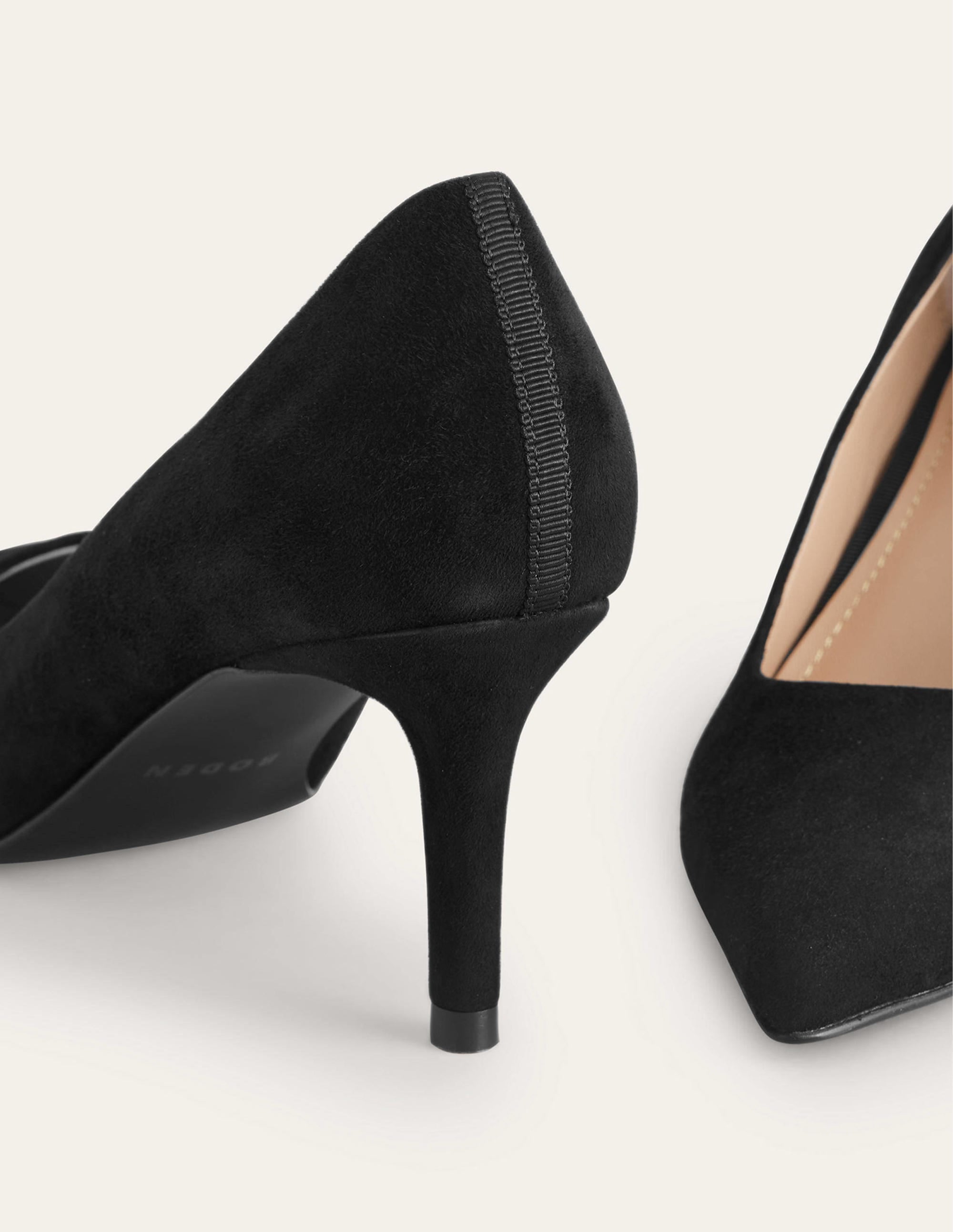 Lara Mid-Heeled Court Shoes-Black - Image 3