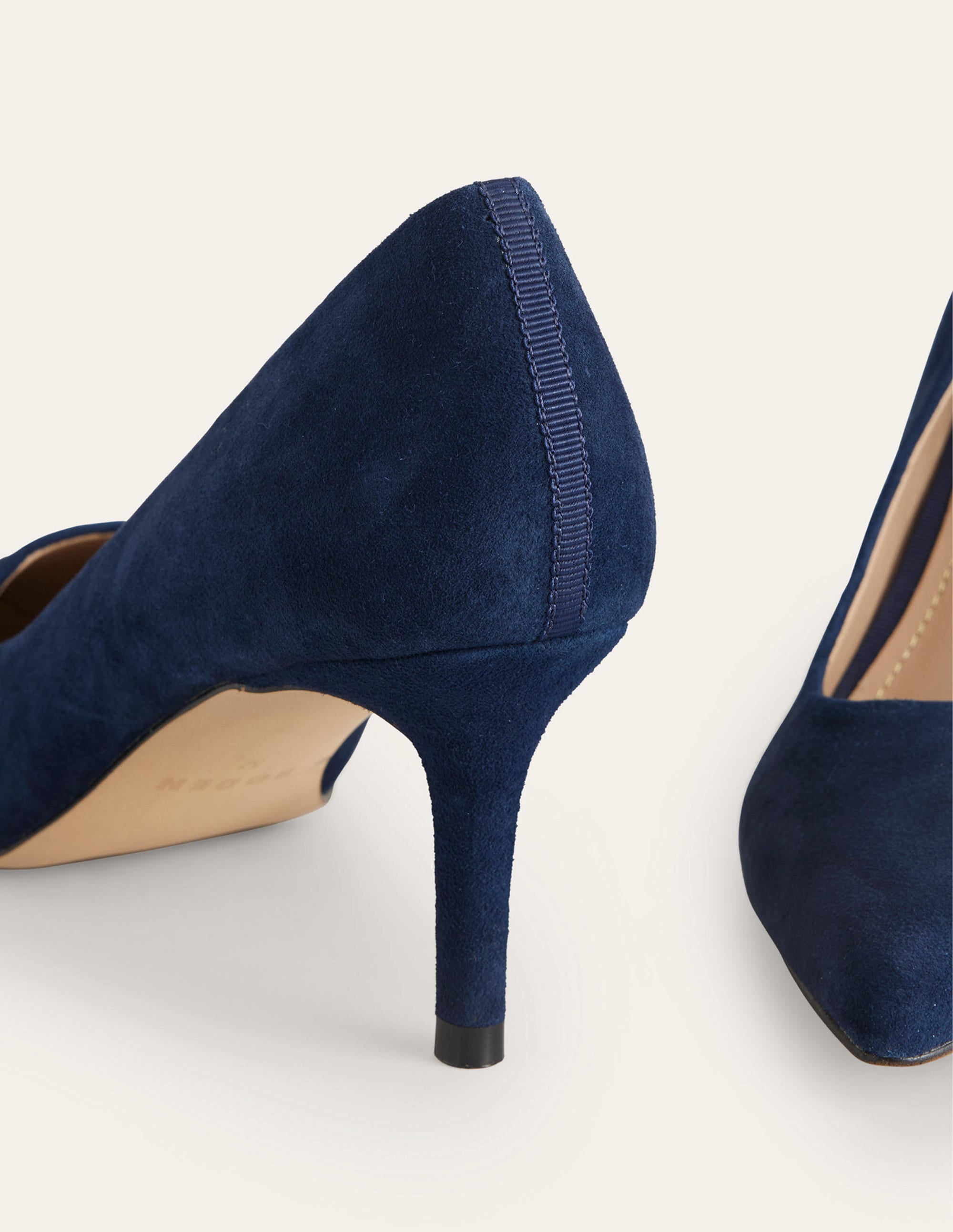 Lara Mid-Heeled Court Shoes-Navy - Image 3