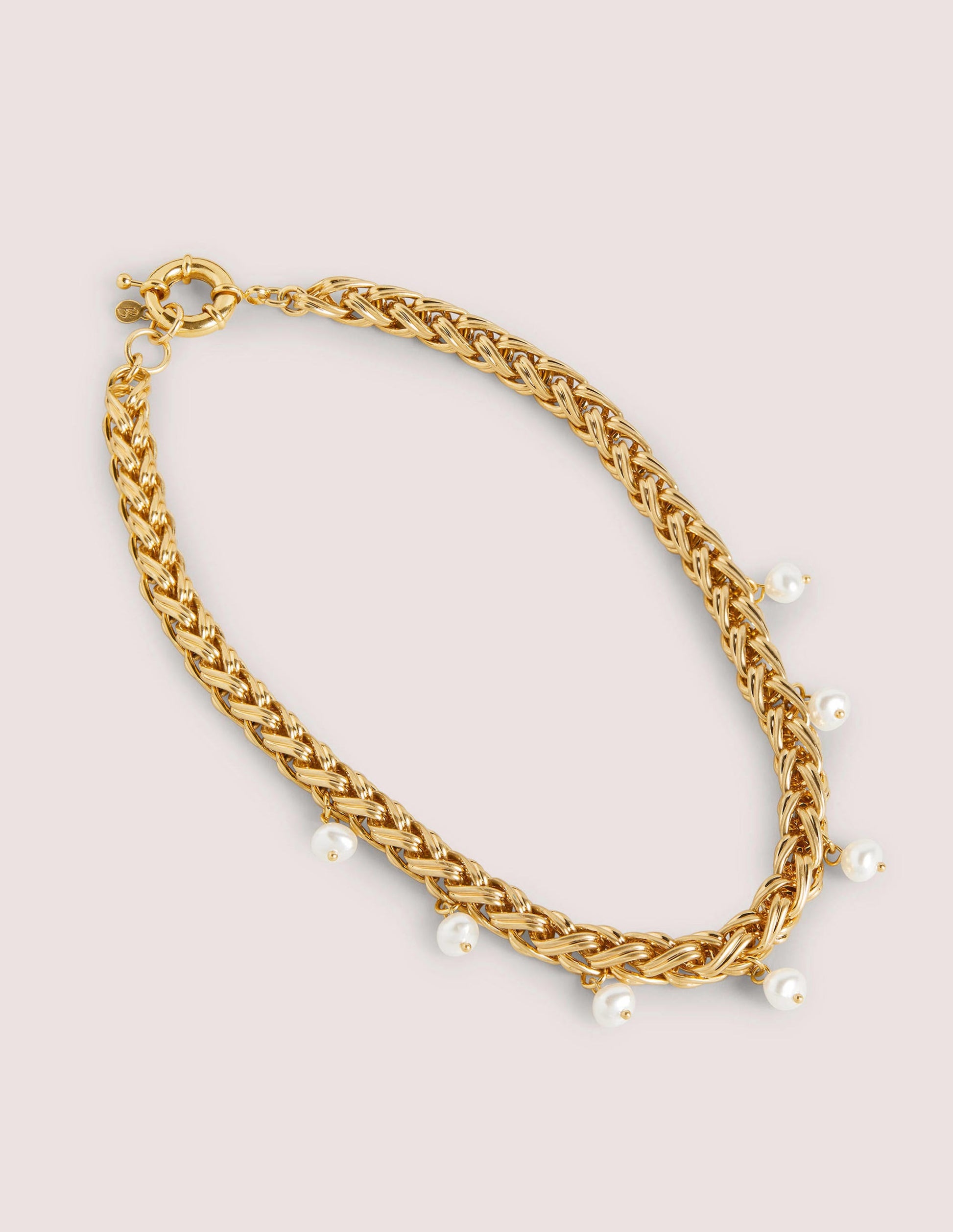 Chunky Chain Pearl Necklace-Gold-3