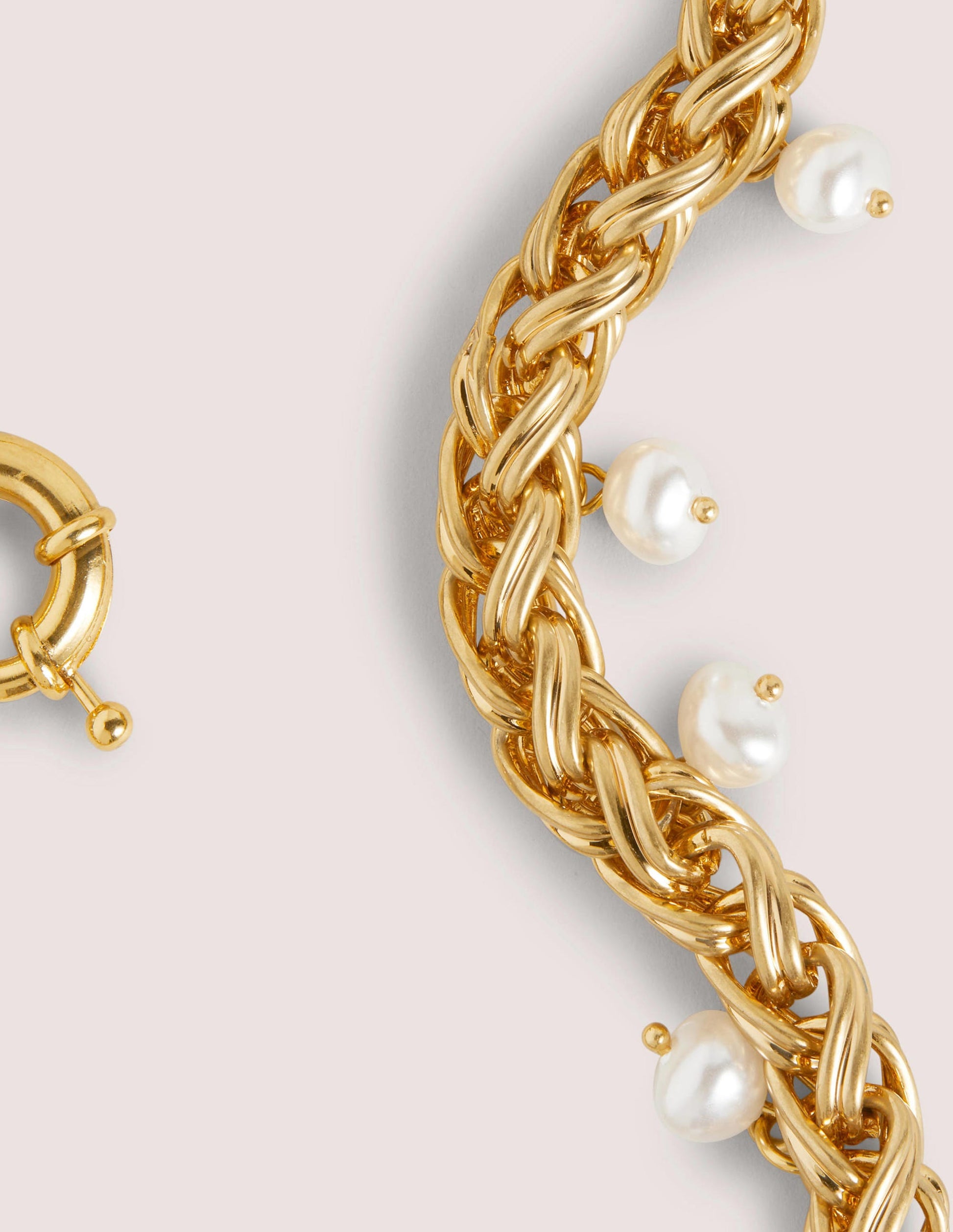 Chunky Chain Pearl Necklace-Gold-4