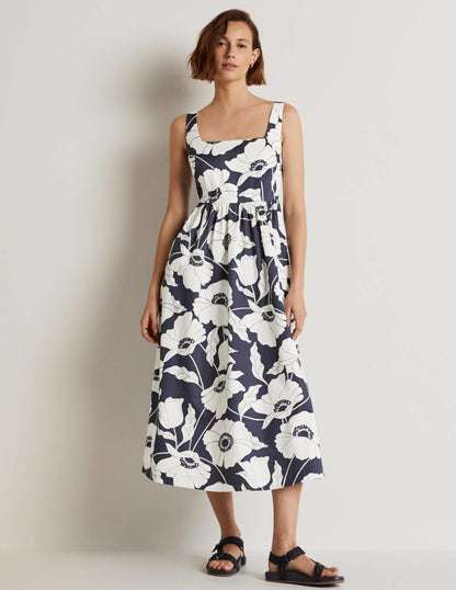 Violet Square Neck Midi Dress-Navy, Elegant Vine-9
