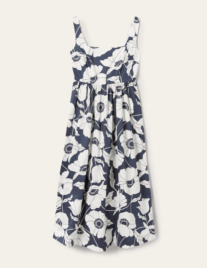 Violet Square Neck Midi Dress-Navy, Elegant Vine-12